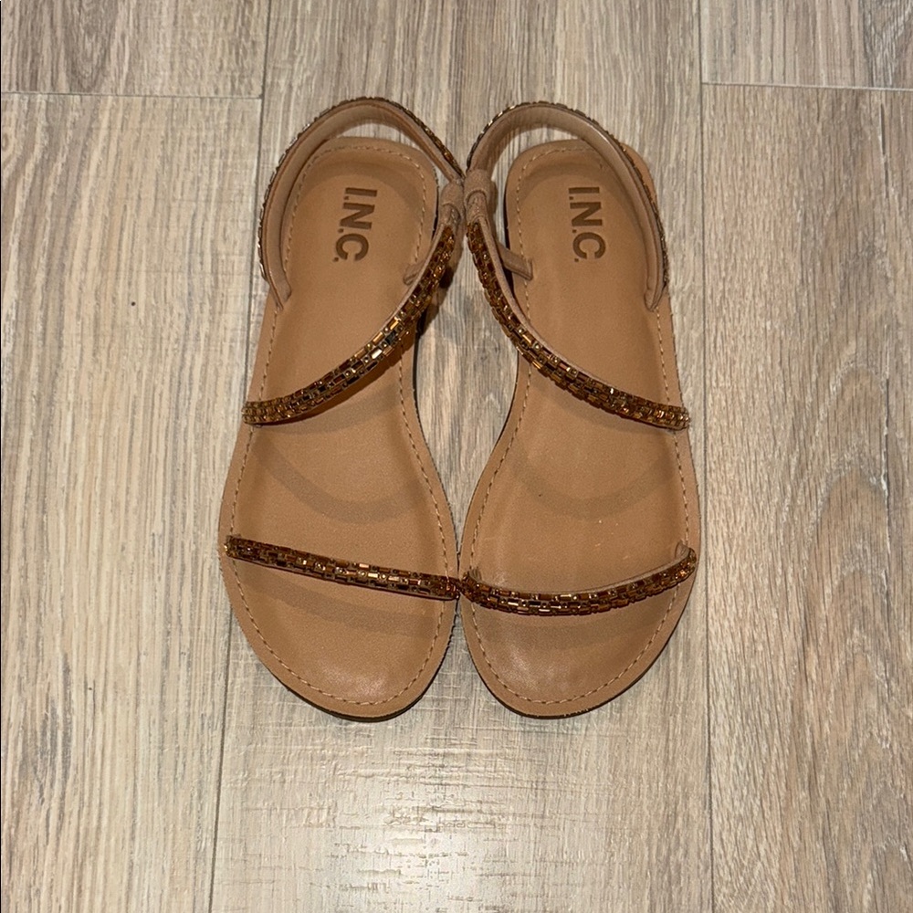 INC Brown Strappy Sandals